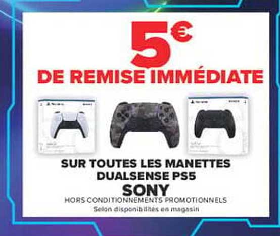 5€ DE REMISE IMMÉDIATE SUR TOUTES LES MANETTES DUALSENSE PS5 SONY