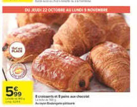 8 croissants et 8 pains aux chocolats