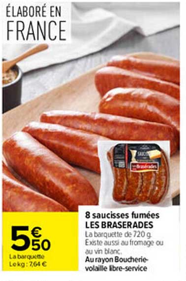 8 saucisses fumées LES BRASERADES