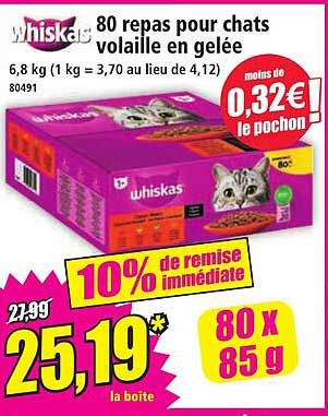 80 repas pour chats volaille en gelée