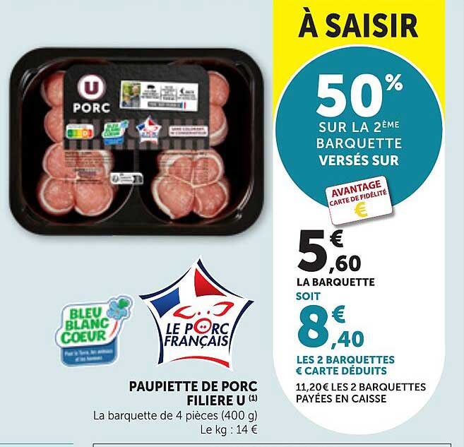 À SAISIR 50% SUR LA 2ÈME BARQUETTE VERSÉS SUR