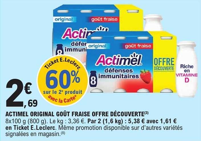 ACTIMEL ORIGINAL GOÛT FRAISE OFFRE DÉCOUVERTE