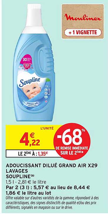 ADOUCISSANT DILUÉ GRAND AIR X29 LAVAGES SOUPLINE