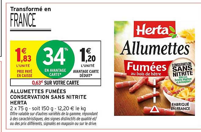 ALLUMETTES FUMÉES CONSERVATION SANS NITRITE HERTA