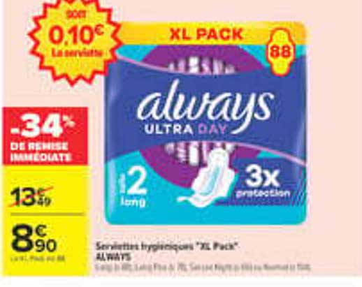 always ULTRA DAY XL PACK 12 serv.