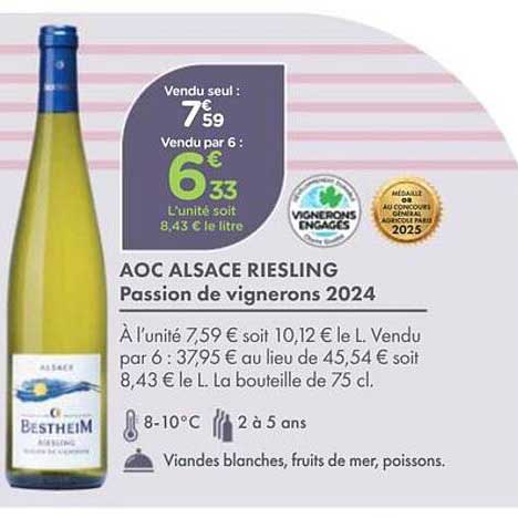 AOC ALSACE RIESLING Passion de vignerons 2024