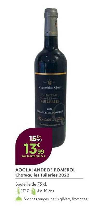 AOC LALANDE DE POMEROL Château les Tuileries 2022