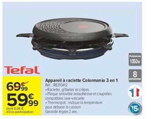 Appareil à raclette Colormania 3 en 1