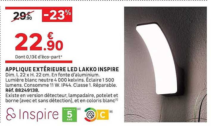 APPLIQUE EXTÉRIEURE LED LAKKO INSPIRE