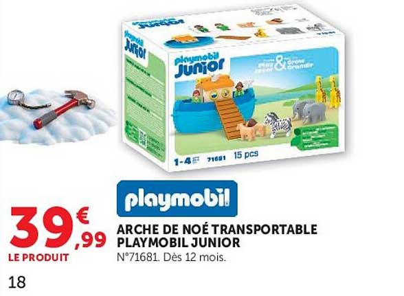 ARCHE DE NOÉ TRANSPORTABLE PLAYMOBIL JUNIOR