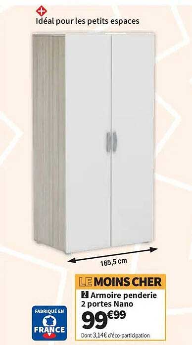 Armoire penderie 2 portes Nano