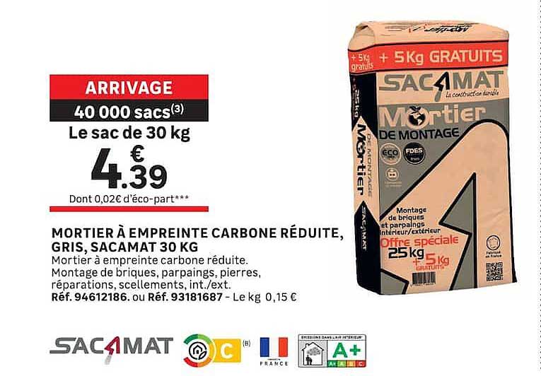 ARRIVAGE 40 000 sacs(3) Le sac de 30 kg