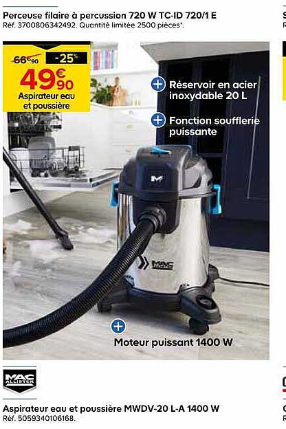 Aspirateur eau et poussière MWDV-20 L-A 1400 W