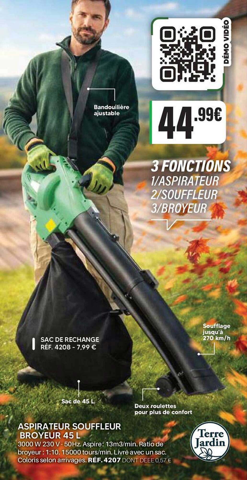 ASPIRATEUR SOUFFLEUR BROYEUR 45 L