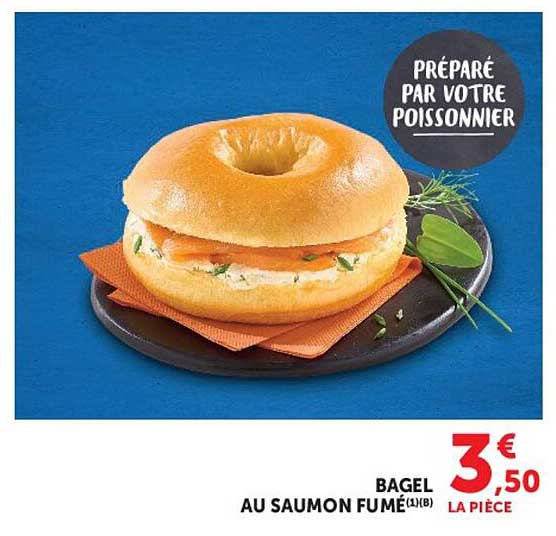 BAGEL AU SAUMON FUMÉ (1)B PRÉPARÉ PAR VOTRE POISSONNIER