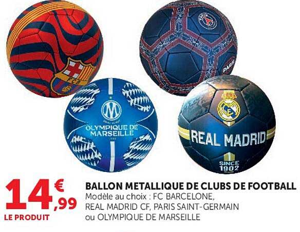 BALLON METALLIQUE DE CLUBS DE FOOTBALL