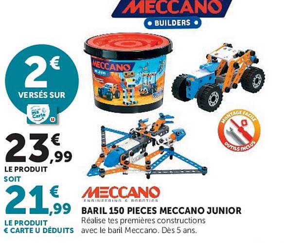 BARIL 150 PIECES MECCANO JUNIOR