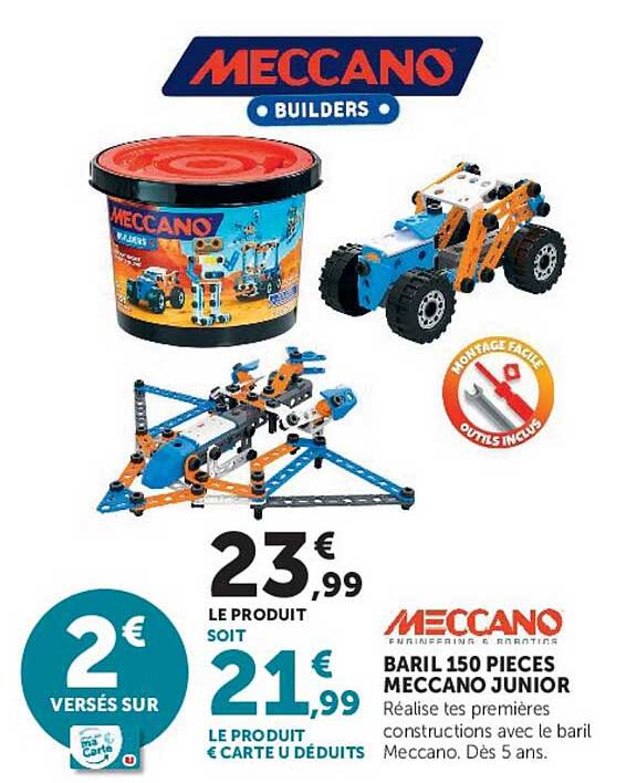 BARIL 150 PIECES MECCANO JUNIOR