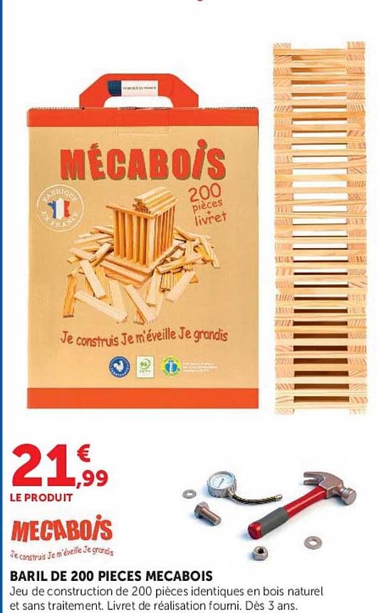 BARIL DE 200 PIECES MECABOIS