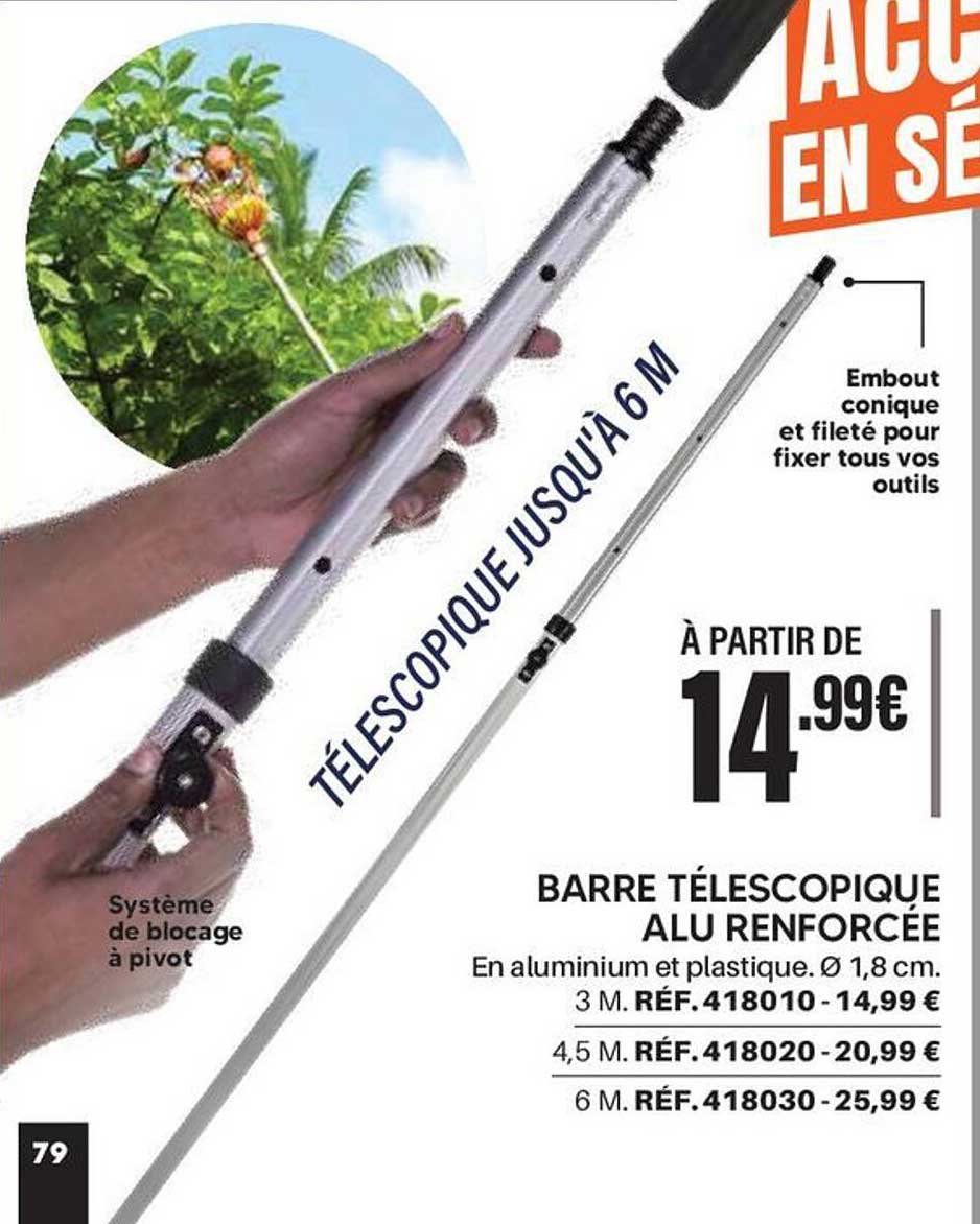 BARRE TÉLESCOPIQUE ALU RENFORCÉE