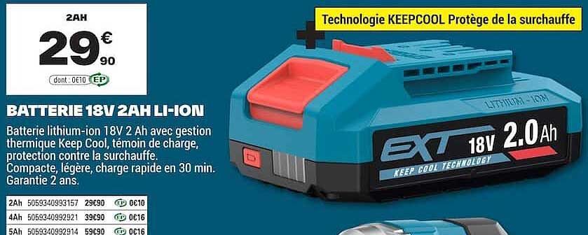 BATTERIE 18V 2AH LI-ION
