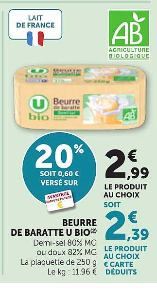 BEURRE DE BARATTE U BIO