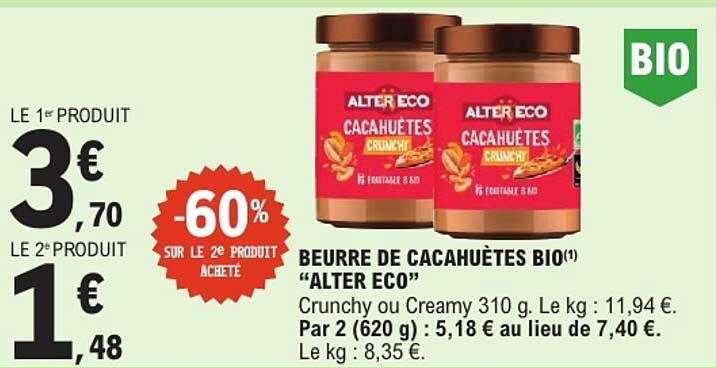 BEURRE DE CACAHUÈTES BIO(1) “ALTER ECO”