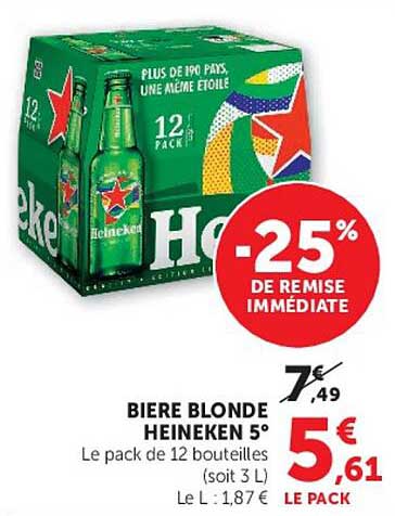 BIERE BLONDE HEINEKEN 5°