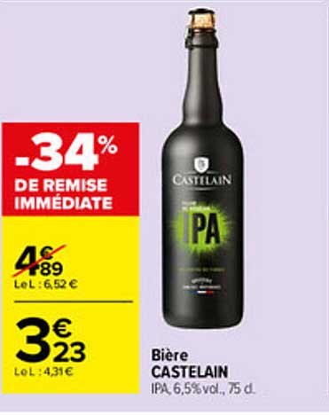 Bière CASTELAIN IPA 6,5% vol., 75 cl