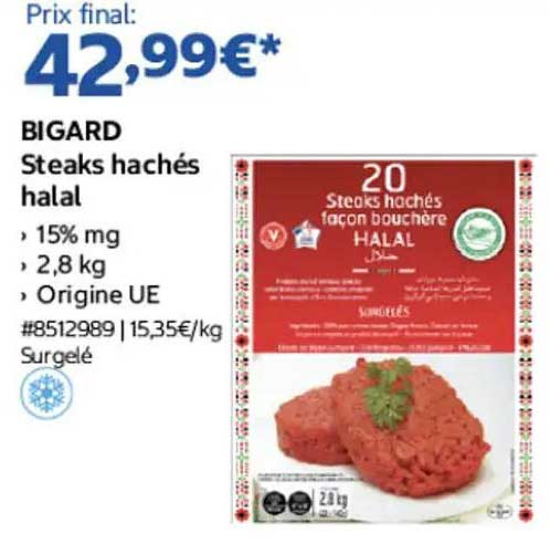 BIGARD Steaks hachés halal