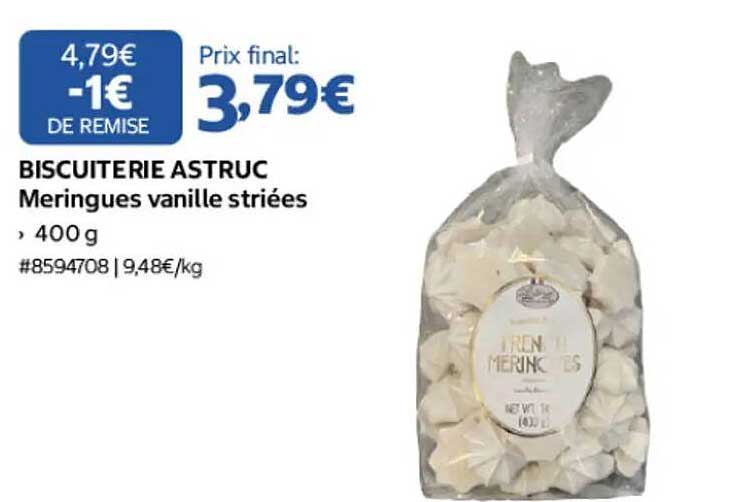 BISCUITERIE ASTRUC Meringues vanille striées