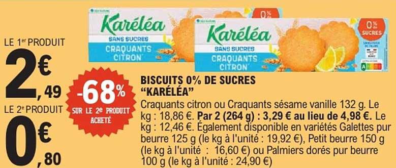 BISCUITS 0% DE SUCRES "KARÉLÉA"