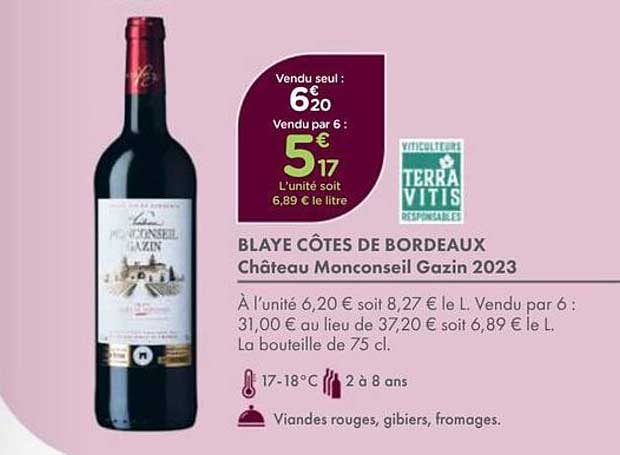 BLAYE CÔTES DE BORDEAUX Château Monconseil Gazin 2023