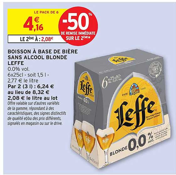 BOISSON À BASE DE BIÈRE SANS ALCOOL BLONDE LEFFE