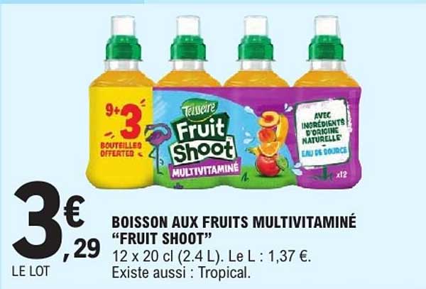 BOISSON AUX FRUITS MULTIVITAMINÉ “FRUIT SHOOT”