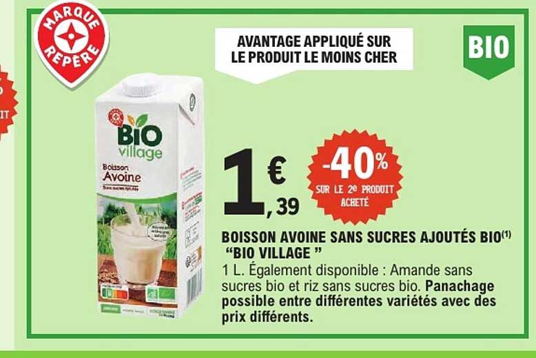 BOISSON AVOINE SANS SUCRES AJOUTÉS BIO(1) “BIO VILLAGE ”