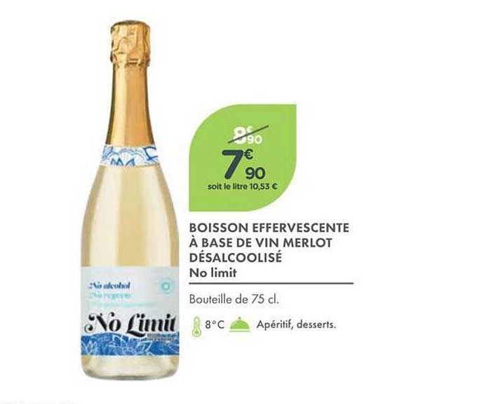 BOISSON EFFERVESCENTE À BASE DE VIN MERLOT DÉSALCOOLISÉ No limit