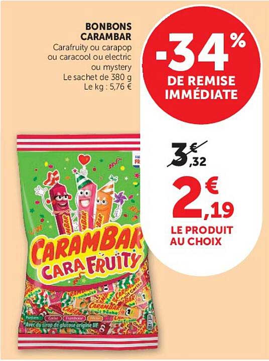 BONBONS CARAMBAR Carafruity ou carapop ou caracool ou electric ou mystery