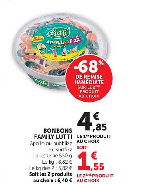 BONBONS FAMILY LUTTI Apollo ou bubblizz ou surffizz