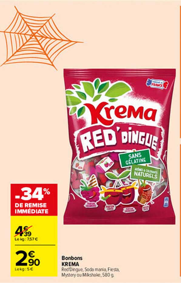 Bonbons KREMA Red Dingue, Soda mania, Fiesta, Mystery ou Mikshake, 580 g