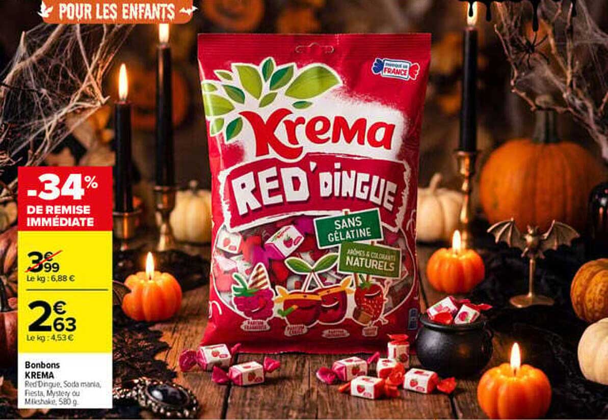 Bonbons KREMA Red'Ringué, Soda mania, Fiesta, Mystery ou Milkshake, 580 g