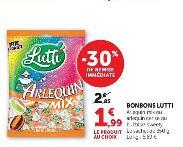 BONBONS LUTTI Arlequin mix ou arlequin crise ou bubblizz sweety