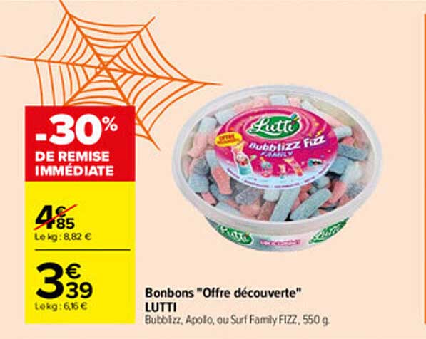 Bonbons "Offre découverte" LUTTI Bubbizz, Apollo, ou Surf Frappy Fizz, 550 g