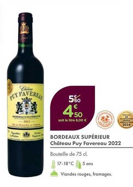 BORDEAUX SUPÉRIEUR Château Puy Favereau 2022