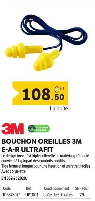 BOUCHON OREILLES 3M E-A-R ULTRAFIT