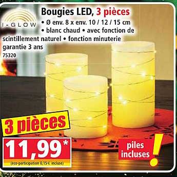Bougies LED, 3 pièces