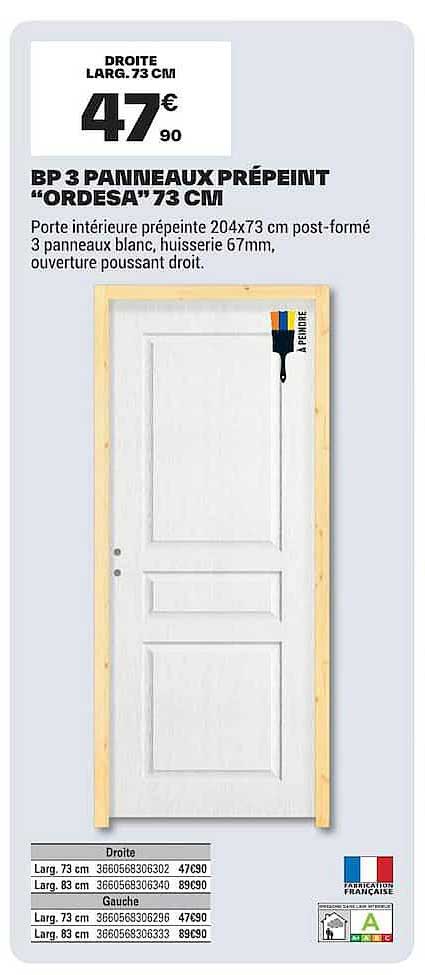 BP 3 PANNEAUX PRÉPEINT "ORDESA" 73 CM