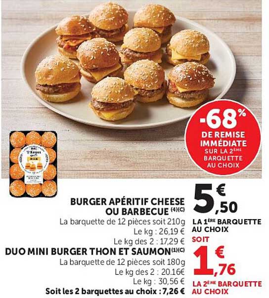 BURGER APÉRITIF CHEESE OU BARBECUE