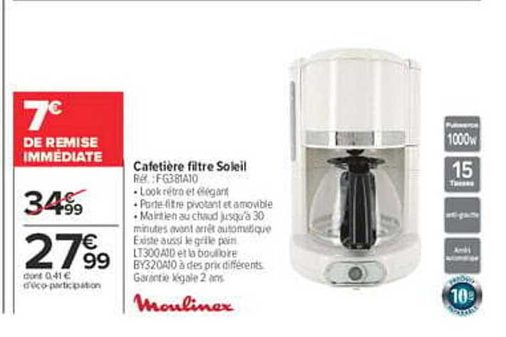 Cafetière filtre Soleil
