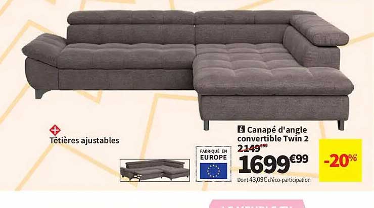 Canapé d'angle convertible Twin 2